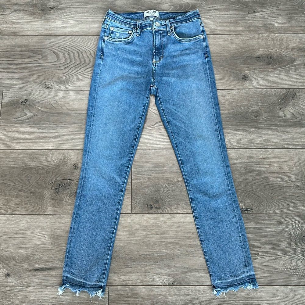 Agolde High Rise Crop Stretch Skinny‎ Blue Jeans Size 25